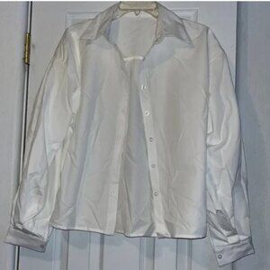 basic white button down blouse LARGE